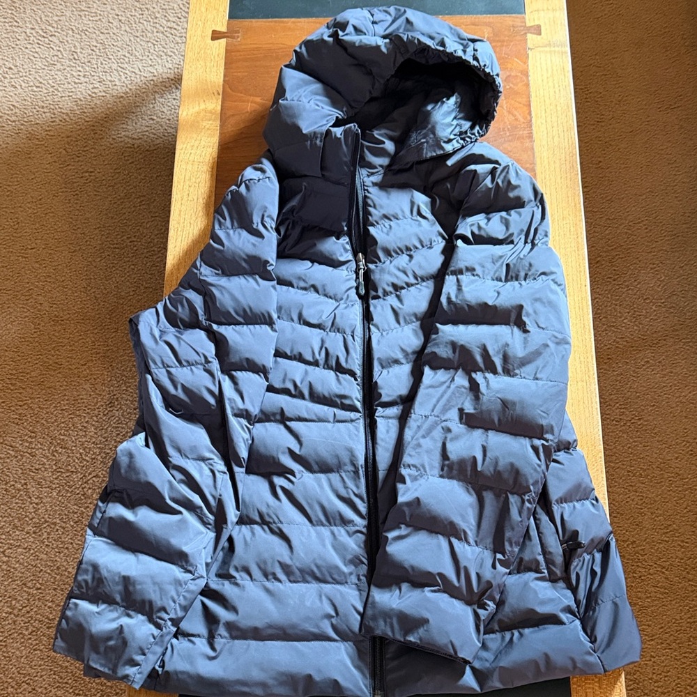 Dark Gray Puffer Jacket with Hood
